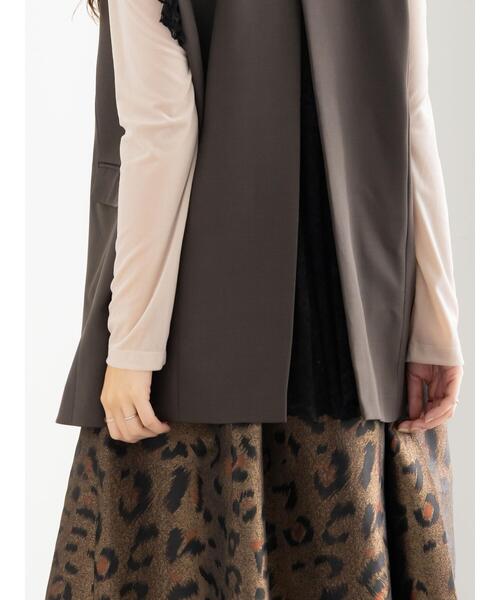 Te chichi（テチチ）の「レースドッキングテーラードジレ（ベスト・レディース・ダークブラウン/ブラック・F）」の5枚目の写真