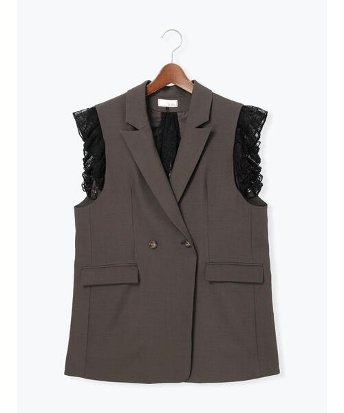 Te chichi（テチチ）の「レースドッキングテーラードジレ（ベスト・レディース・ダークブラウン/ブラック・F）」の9枚目の写真