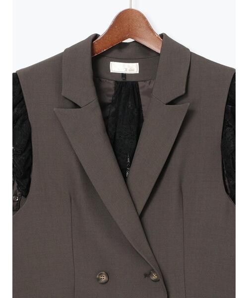 Te chichi（テチチ）の「レースドッキングテーラードジレ（ベスト・レディース・ダークブラウン/ブラック・F）」の10枚目の写真