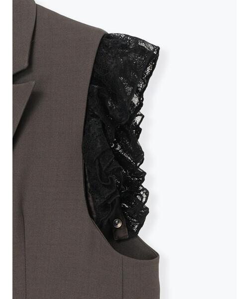 Te chichi（テチチ）の「レースドッキングテーラードジレ（ベスト・レディース・ダークブラウン/ブラック・F）」の7枚目の写真