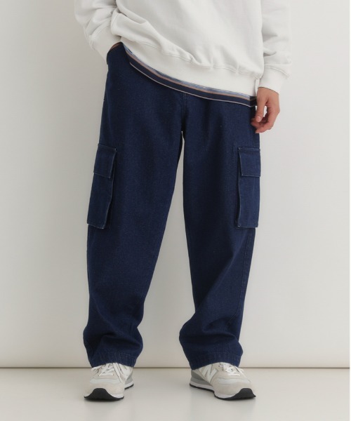 BACK NUMBER(バックナンバー)の「BACK NUMBER(バックナンバー)【メンズ】ウエストイージーデニムカーゴパンツ(ウエストゴム・楽に穿ける・ワイドシルエット)(デニムパンツ・メンズ・ダークインディゴブルー/その他1/ブラック・L/XL/M)」の12枚目の写真