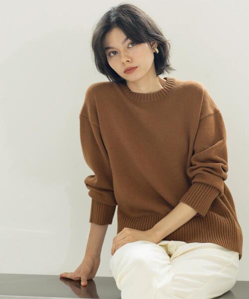 OPAQUE.CLIP（オペークドットクリップ）の「バックボタンリラクシーニット【洗濯機OK】（ニット/セーター・レディース・ブルー系その他/グリーン/キャメル/ピンク系/ブルー系5/オフホワイト/チャコールグレー/パープル系2・36/38/40/42）」の21枚目の写真