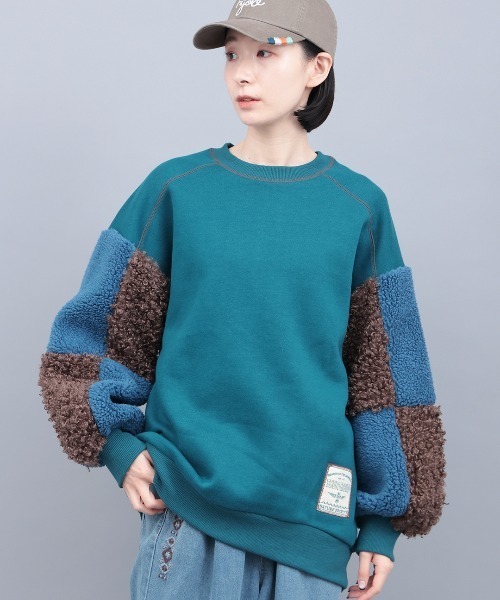 チチカカ（チチカカ）の「裏起毛ｘボアスリーブプルオーバー（スウェット・レディース・ベージュ/ブルーグリーン/チャコールグレー・FREE）」の3枚目の写真