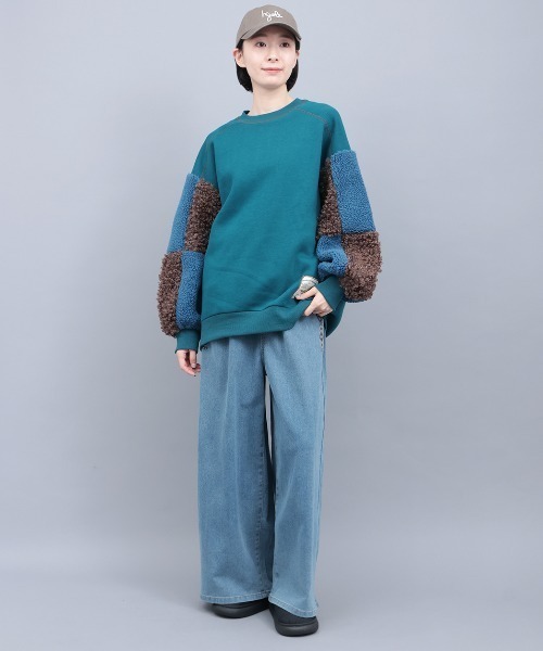 チチカカ（チチカカ）の「裏起毛ｘボアスリーブプルオーバー（スウェット・レディース・ベージュ/ブルーグリーン/チャコールグレー・FREE）」の6枚目の写真