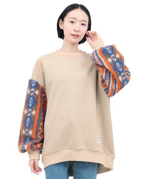 チチカカ（チチカカ）の「裏起毛ｘボアスリーブプルオーバー（スウェット・レディース・ベージュ/ブルーグリーン/チャコールグレー・FREE）」の8枚目の写真