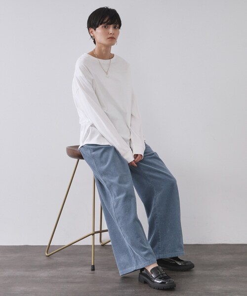 OPAQUE.CLIP(オペークドットクリップ)の「コーデュロイワイドパンツ【洗濯機OK】(その他パンツ・レディース・ブラウン系/ライトブルー/キャメル・38/40/42)」の7枚目の写真