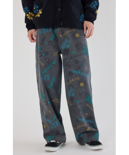 RODEO CROWNS WIDE BOWL（ロデオクラウンズワイドボウル）の「グラフィティーワイドデニムパンツ（デニムパンツ・メンズ・ブラック/ライトブルー・MEDIUM/LARGE）」の2枚目の写真