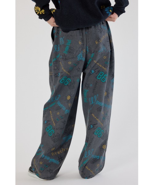 RODEO CROWNS WIDE BOWL（ロデオクラウンズワイドボウル）の「グラフィティーワイドデニムパンツ（デニムパンツ・メンズ・ブラック/ライトブルー・MEDIUM/LARGE）」の5枚目の写真