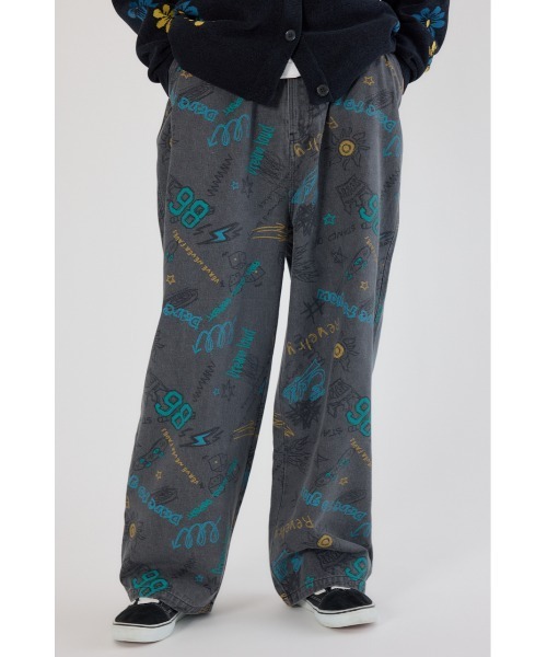 RODEO CROWNS WIDE BOWL（ロデオクラウンズワイドボウル）の「グラフィティーワイドデニムパンツ（デニムパンツ・メンズ・ブラック/ライトブルー・MEDIUM/LARGE）」の3枚目の写真