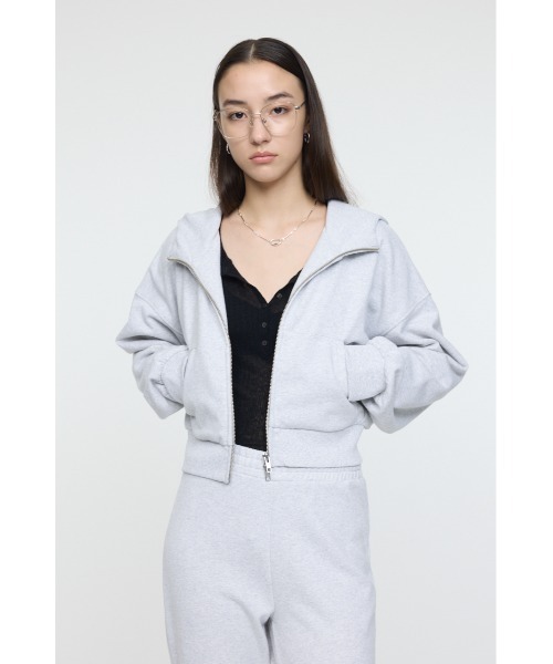 MOUSSY(マウジー)の「SHORT ZIP UP フ―ディー(パーカー・レディース・杢グレー/ライトブラック/ベージュ・FREE)」の1枚目の写真