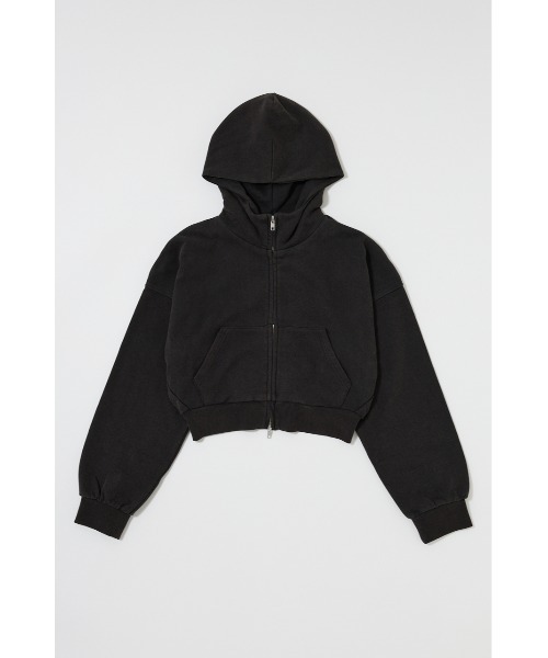MOUSSY(マウジー)の「SHORT ZIP UP フ―ディー(パーカー・レディース・杢グレー/ライトブラック/ベージュ・FREE)」の2枚目の写真