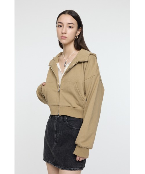 MOUSSY(マウジー)の「SHORT ZIP UP フ―ディー(パーカー・レディース・杢グレー/ライトブラック/ベージュ・FREE)」の21枚目の写真