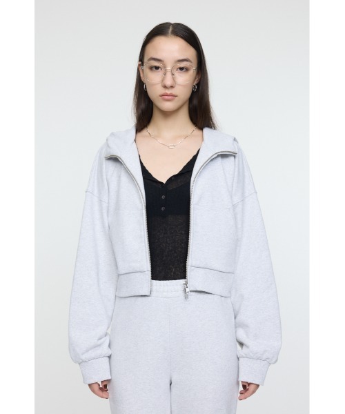MOUSSY(マウジー)の「SHORT ZIP UP フ―ディー(パーカー・レディース・杢グレー/ライトブラック/ベージュ・FREE)」の9枚目の写真
