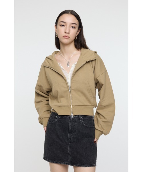 MOUSSY(マウジー)の「SHORT ZIP UP フ―ディー(パーカー・レディース・杢グレー/ライトブラック/ベージュ・FREE)」の18枚目の写真