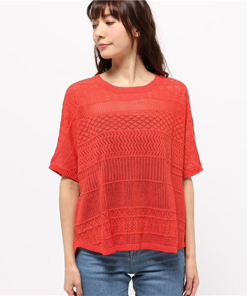 OUTLET（アウトレット）の「【Discoat Parisien】スカシ裾ラウンドP/O（ニット/セーター・レディース・レッド系その他・MEDIUM）」の7枚目の写真
