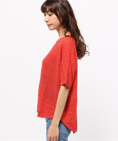 OUTLET（アウトレット）の「【Discoat Parisien】スカシ裾ラウンドP/O（ニット/セーター・レディース・レッド系その他・MEDIUM）」の8枚目の写真
