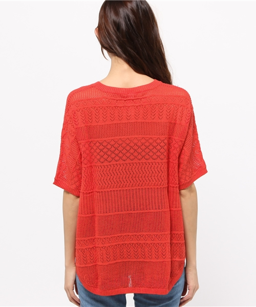 OUTLET（アウトレット）の「【Discoat Parisien】スカシ裾ラウンドP/O（ニット/セーター・レディース・レッド系その他・MEDIUM）」の2枚目の写真
