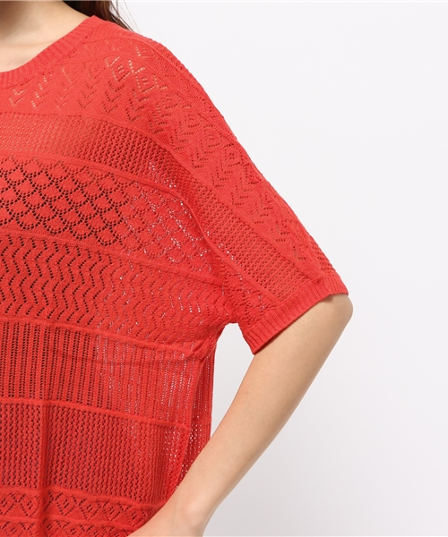 OUTLET（アウトレット）の「【Discoat Parisien】スカシ裾ラウンドP/O（ニット/セーター・レディース・レッド系その他・MEDIUM）」の4枚目の写真