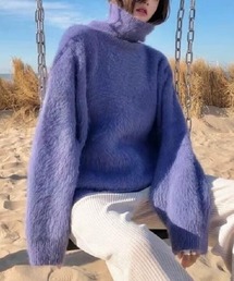 ニット/セーター（パープル/紫色系・タートルネック/ハイネック