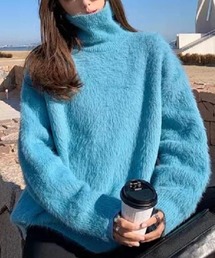 ハイネックふわふわニットセーター