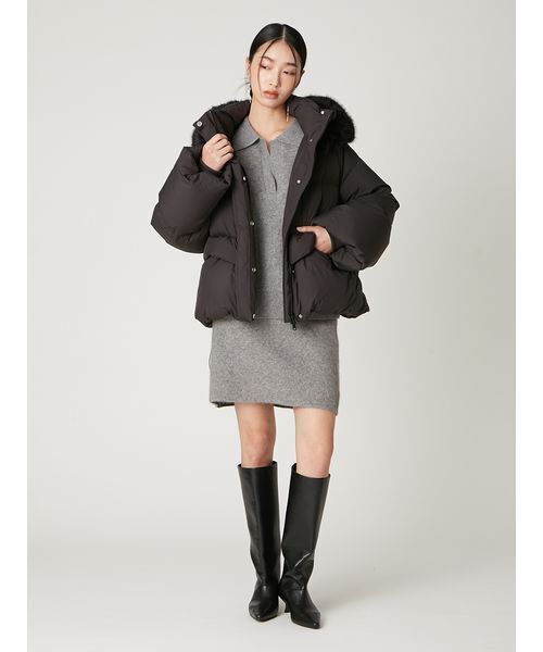 FRAY I.D(フレイアイディー)の「ラクーンダブルフェイスニットミニスカート(スカート・レディース・ブラウン/グレー/クリーム・F)」の19枚目の写真