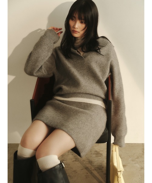 FRAY I.D(フレイアイディー)の「ラクーンダブルフェイスニットミニスカート(スカート・レディース・ブラウン/グレー/クリーム・F)」の1枚目の写真