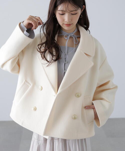 FREE'S MART（フリーズマート）の「◆【はかな企画】ミドル丈オーバーピーコート〈ＭＦＭ〉（ピーコート・レディース・ネイビー/ホワイト・SMALL/MEDIUM）」の7枚目の写真