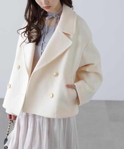 FREE'S MART（フリーズマート）の「◆【はかな企画】ミドル丈オーバーピーコート〈ＭＦＭ〉（ピーコート・レディース・ネイビー/ホワイト・SMALL/MEDIUM）」の8枚目の写真