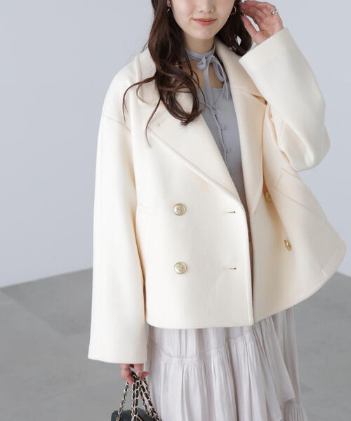 FREE'S MART（フリーズマート）の「◆【はかな企画】ミドル丈オーバーピーコート〈ＭＦＭ〉（ピーコート・レディース・ネイビー/ホワイト・SMALL/MEDIUM）」の9枚目の写真