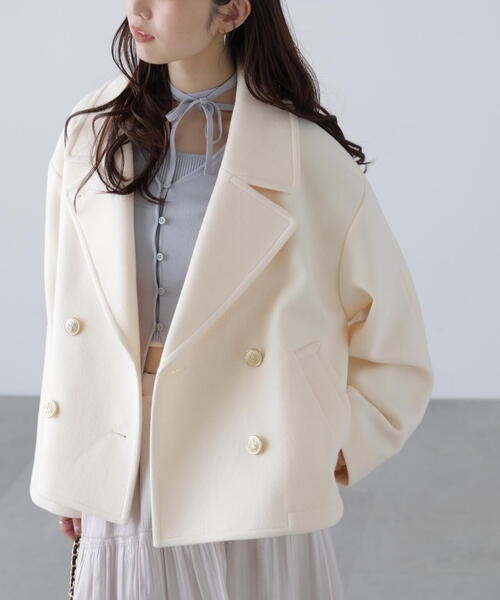 FREE'S MART（フリーズマート）の「◆【はかな企画】ミドル丈オーバーピーコート〈ＭＦＭ〉（ピーコート・レディース・ネイビー/ホワイト・SMALL/MEDIUM）」の10枚目の写真