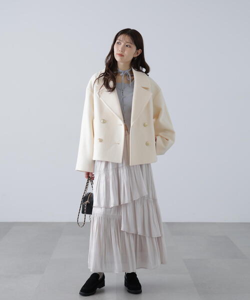 FREE'S MART（フリーズマート）の「◆【はかな企画】ミドル丈オーバーピーコート〈ＭＦＭ〉（ピーコート・レディース・ネイビー/ホワイト・SMALL/MEDIUM）」の11枚目の写真