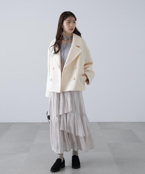 FREE'S MART（フリーズマート）の「◆【はかな企画】ミドル丈オーバーピーコート〈ＭＦＭ〉（ピーコート・レディース・ネイビー/ホワイト・SMALL/MEDIUM）」の12枚目の写真