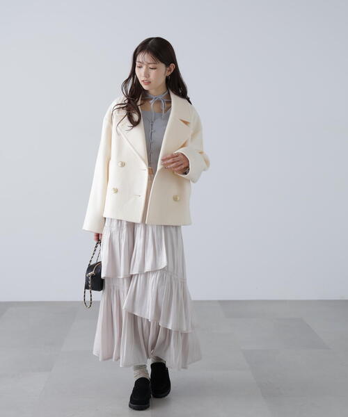 FREE'S MART（フリーズマート）の「◆【はかな企画】ミドル丈オーバーピーコート〈ＭＦＭ〉（ピーコート・レディース・ネイビー/ホワイト・SMALL/MEDIUM）」の13枚目の写真