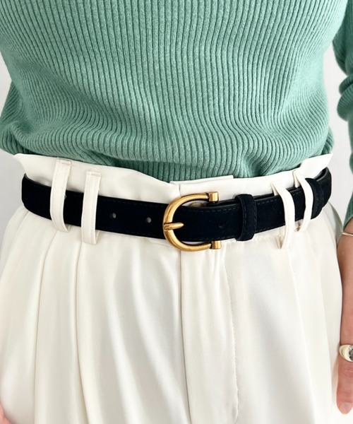 LOVALOT(ラバロット)の「【動画あり】フェイクスエードベルト(ベルト・レディース・ブラック/キャメル/ブラウン・FREE)」の1枚目の写真