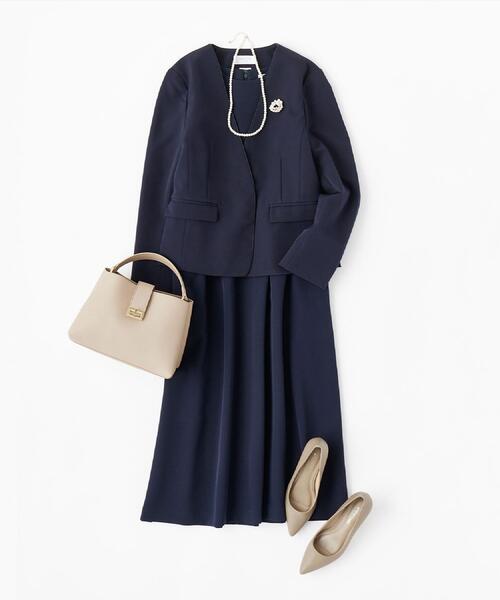 OPAQUE.CLIP(オペークドットクリップ)の「≪通勤・セレモニー対応≫フィットアンドフレアワンピースダブルクロス【洗濯機OK】(ワンピース・レディース・ブラック/ネイビー・42/40/38/36)」の21枚目の写真