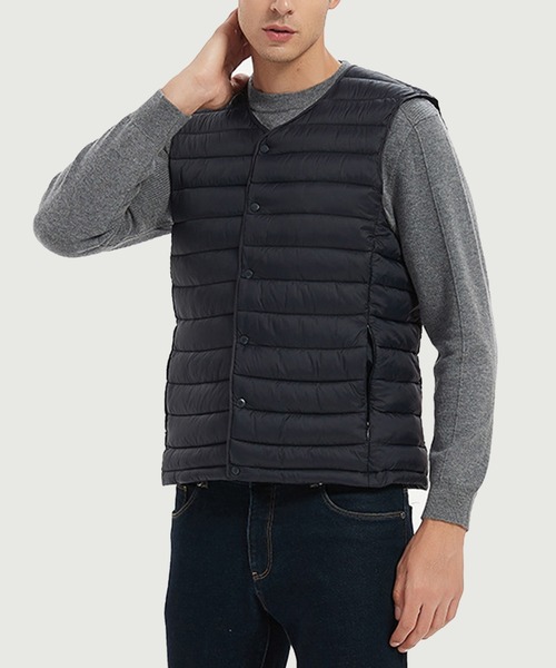 Cloudstyle（クラウドスタイル）の「【Cloudstyle】Vネック ダウンベスト（ベスト・メンズ・グレー/ブラック系その他/ブラック/グレー系その他/ブラック系その他2/ブルー系その他2/ワインレッド/ネイビー/ブルー系その他・LARGE/X-LARGE/XX-LARGE/SMALL/MEDIUM）」の15枚目の写真