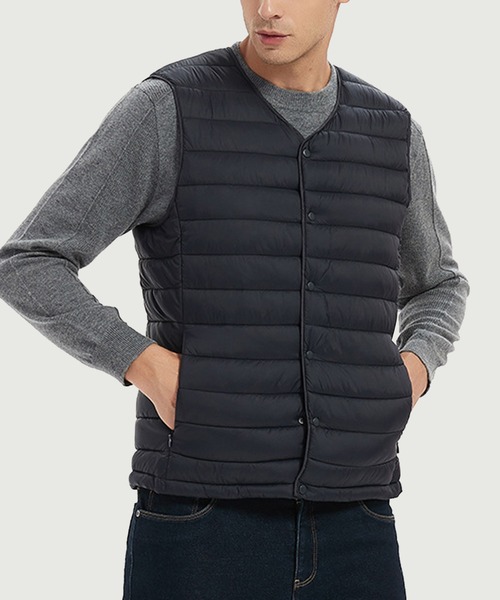 Cloudstyle（クラウドスタイル）の「【Cloudstyle】Vネック ダウンベスト（ベスト・メンズ・グレー/ブラック系その他/ブラック/グレー系その他/ブラック系その他2/ブルー系その他2/ワインレッド/ネイビー/ブルー系その他・LARGE/X-LARGE/XX-LARGE/SMALL/MEDIUM）」の16枚目の写真