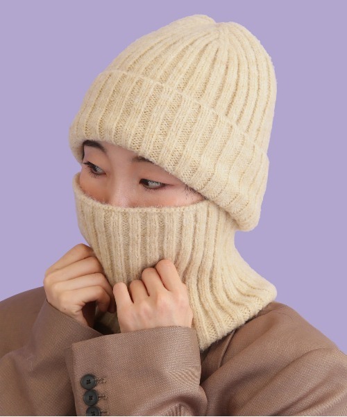 CONTROL FREAK / CTFK（コントロールフリーク）の「CONTROL FREAK(コントロールフリーク)2WAYニットワッチマスク（ニットキャップ/ビーニー・レディース・ブラック/アイボリー/イエロー・FREE）」の7枚目の写真