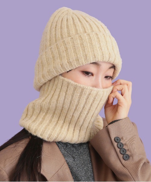 CONTROL FREAK / CTFK（コントロールフリーク）の「CONTROL FREAK(コントロールフリーク)2WAYニットワッチマスク（ニットキャップ/ビーニー・レディース・ブラック/アイボリー/イエロー・FREE）」の8枚目の写真