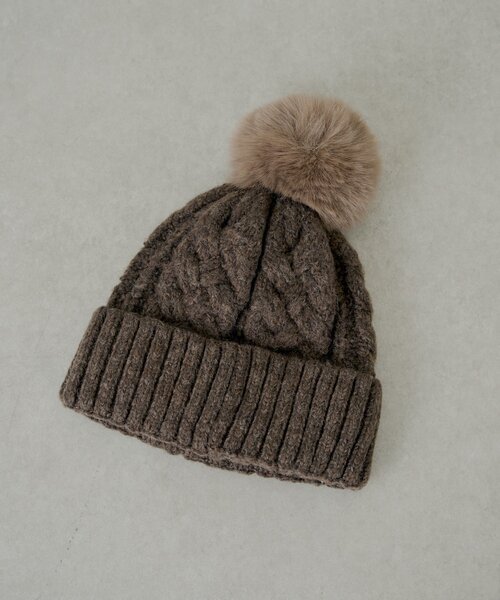 Chico(チコ)の「ファー付きケーブルニット帽(ハット・レディース・ベージュ/アイボリー/ブラウン・FREE)」の9枚目の写真