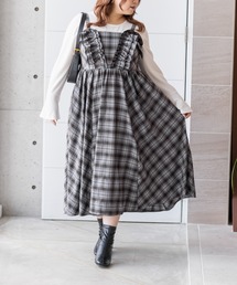 CLETTEオリジナルフリルデザインチェック柄キャミワンピース