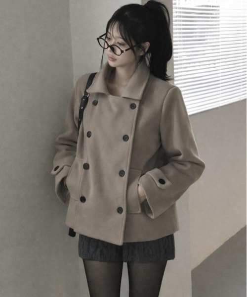 Aelina（エリナ）の「襟付きダブルブレストポケット付きコート