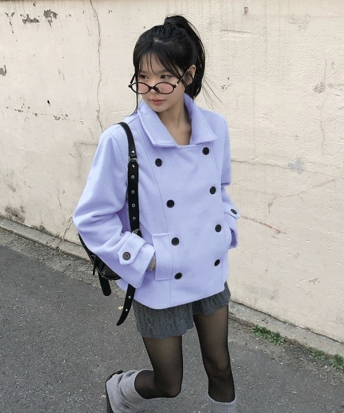 Aelina（エリナ）の「襟付きダブルブレストポケット付きコート