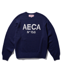 AECA（エイカ）の「AECA BIG LOGO WOOL KNIT-NAVY（ニット/セーター）」