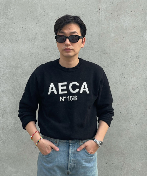 AECA(エイカ)の「AECA BIG LOGO WOOL KNIT-NAVY(ニット/セーター・レディース・その他・LARGE/MEDIUM/SMALL)」の8枚目の写真