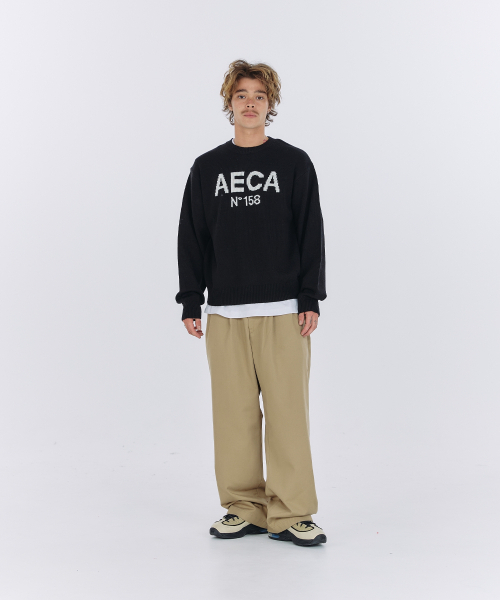 AECA(エイカ)の「AECA BIG LOGO WOOL KNIT-NAVY(ニット/セーター・レディース・その他・LARGE/MEDIUM/SMALL)」の6枚目の写真