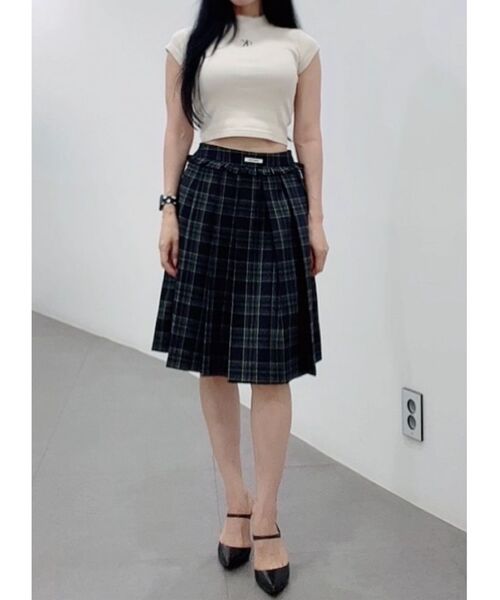 CRANK(クランク)の「チェックフリルプリーツミディスカート_ネイビー(スカート・レディース・その他・SMALL/MEDIUM)」の12枚目の写真