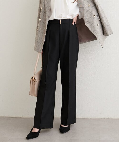 natural couture（ナチュラルクチュール）の「〈osono〉〈新素材〉ハイウエスト美フレアパンツ（スラックス・レディース・ブラック/チャコールグレー/ブラウン・SMALL/MEDIUM/LARGE）」の2枚目の写真