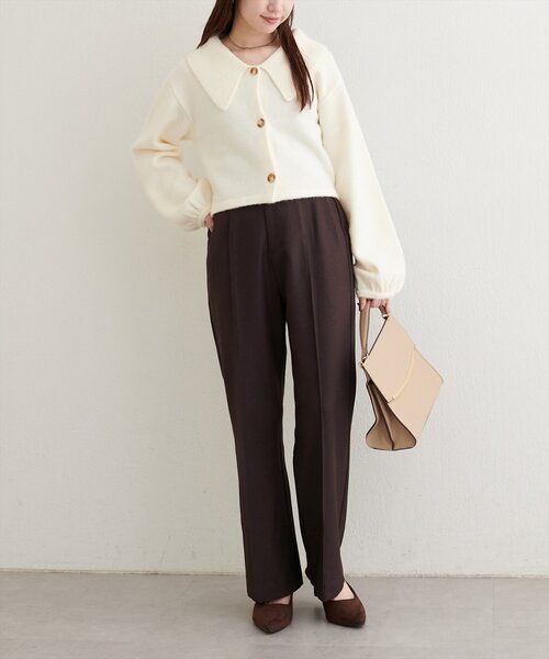 natural couture（ナチュラルクチュール）の「〈osono〉〈新素材〉ハイウエスト美フレアパンツ（スラックス・レディース・ブラック/チャコールグレー/ブラウン・SMALL/MEDIUM/LARGE）」の18枚目の写真