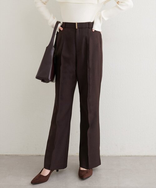 natural couture（ナチュラルクチュール）の「〈osono〉〈新素材〉ハイウエスト美フレアパンツ（スラックス・レディース・ブラック/チャコールグレー/ブラウン・SMALL/MEDIUM/LARGE）」の19枚目の写真